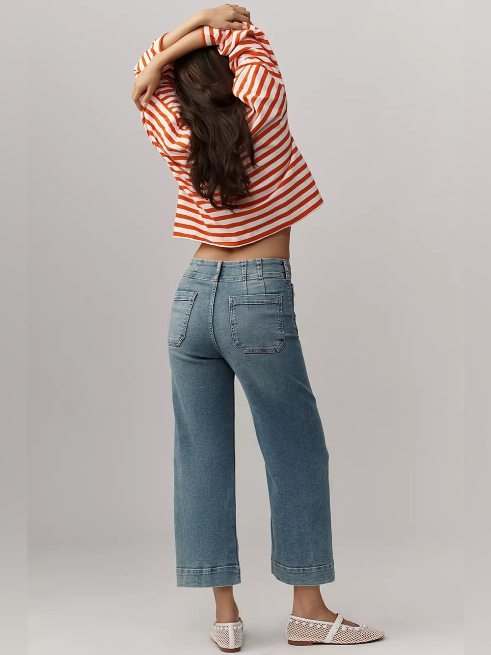 Anthropologie Maeve The Colette High-Rise Wide-Leg Cropped Jeans Size 25 Blue - Picture 2 of 9